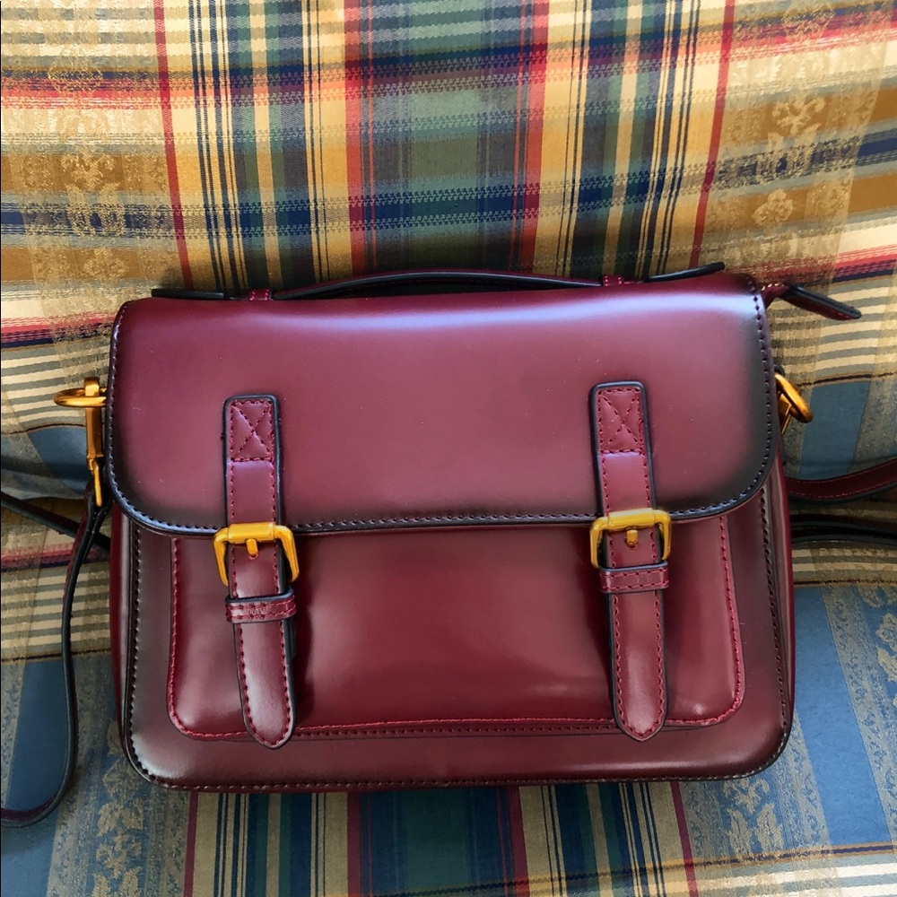 Genuine Leather Satchel in a Wine Color NWT